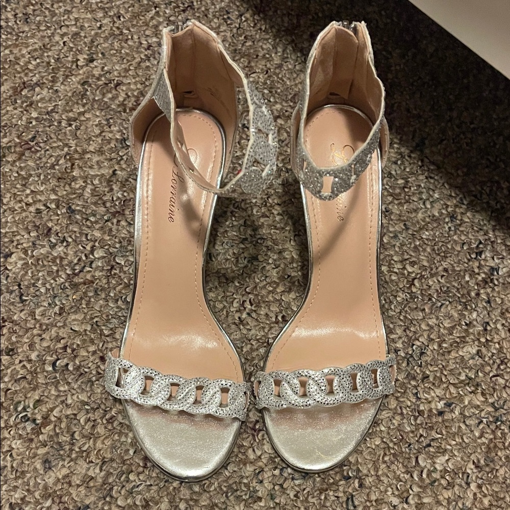 Elegant Silver Chain Detail Heels